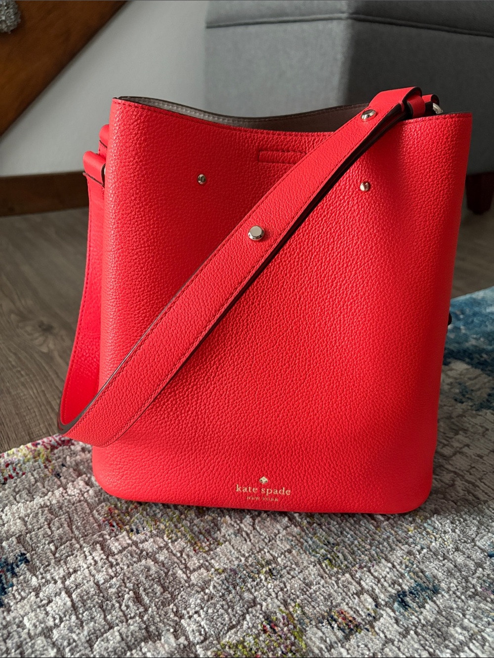 kate spade New York Orange Leather Bucket Bag